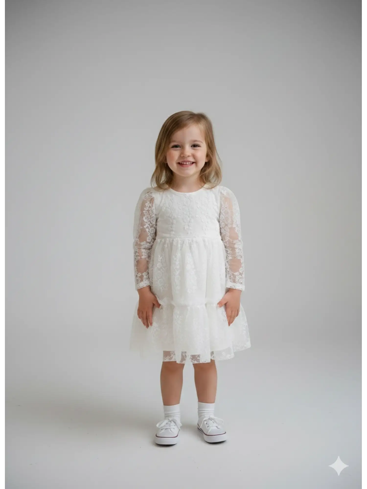 2-8 Yaş Beyaz Dantel Elbise