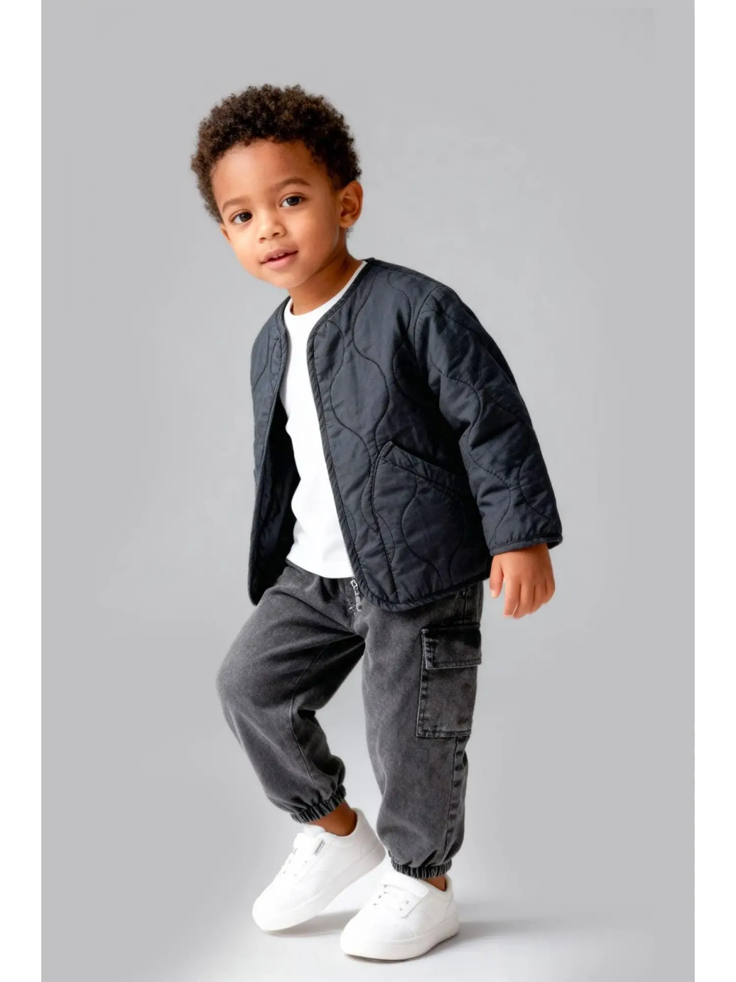 7-11 Yaş Antrasit Ceketli 3lü Takım