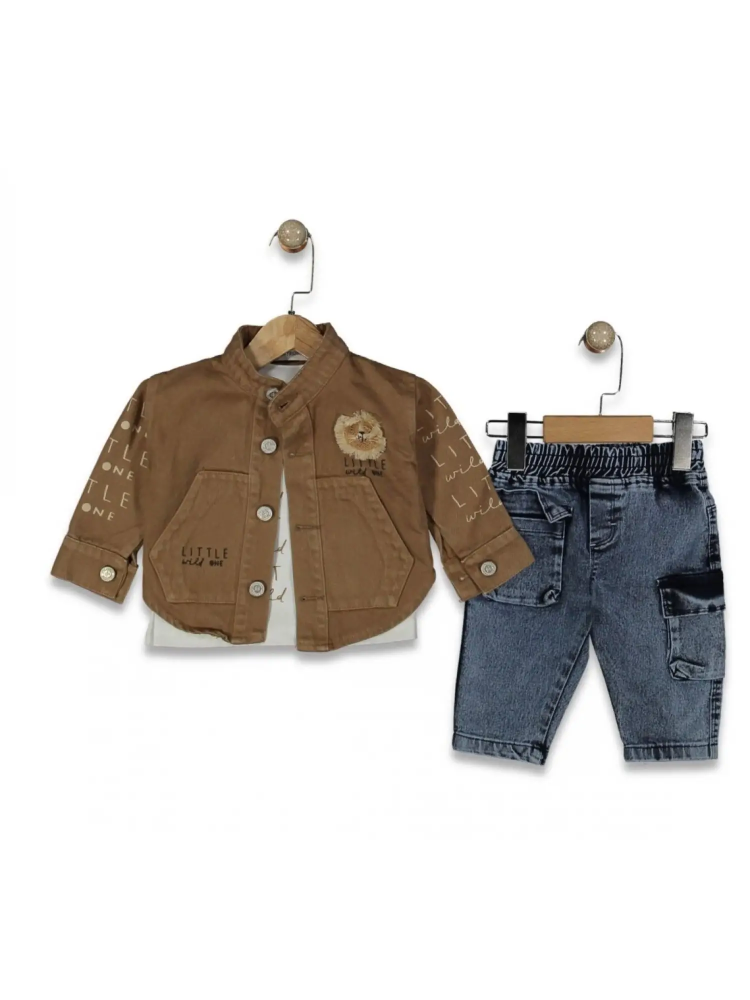 9-24 Ay Little Aslan Baskı Ceketli 3lü Takım