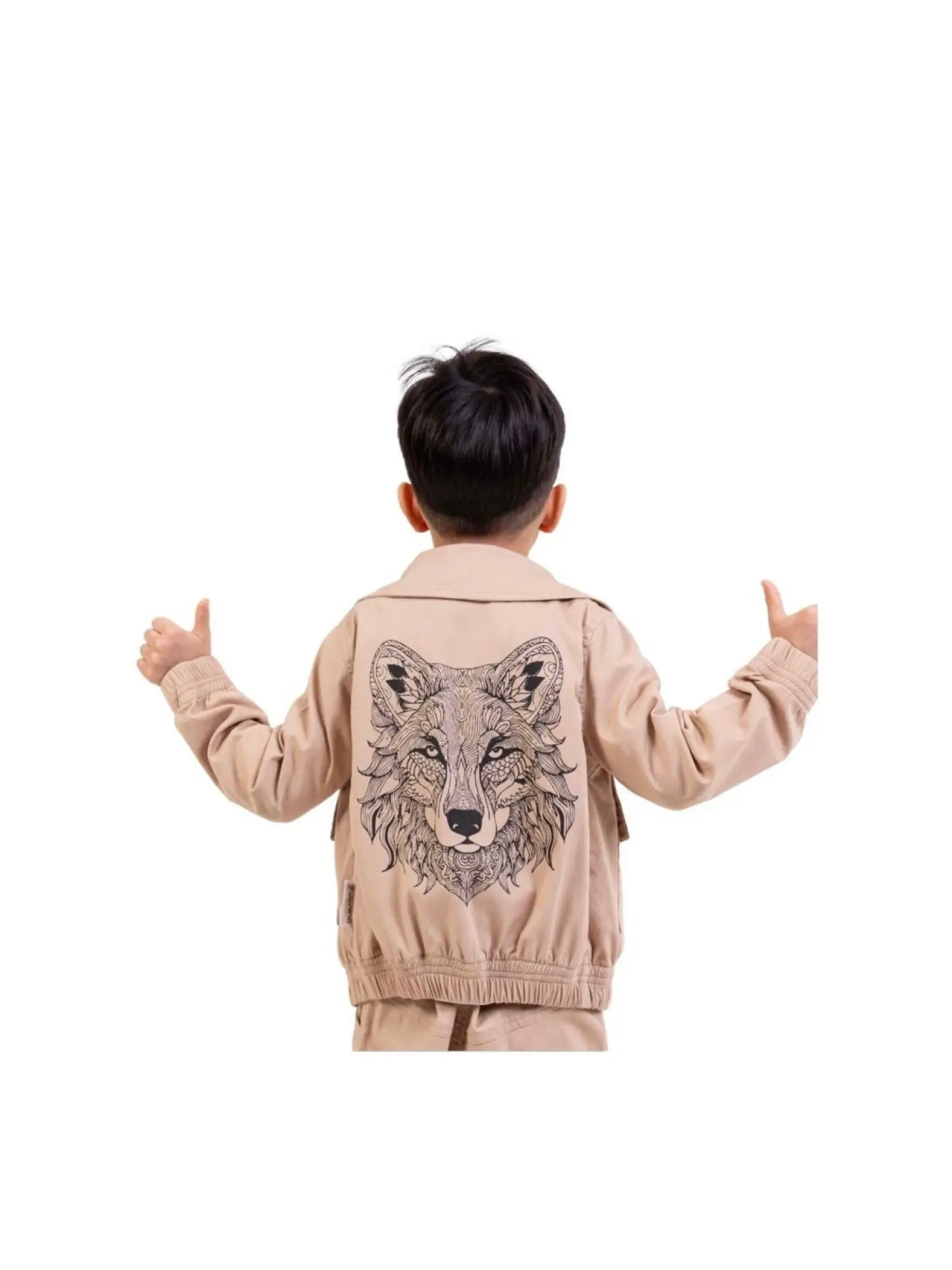 9-13 Yaş Bej Kurt Baskılı 3lü Takım