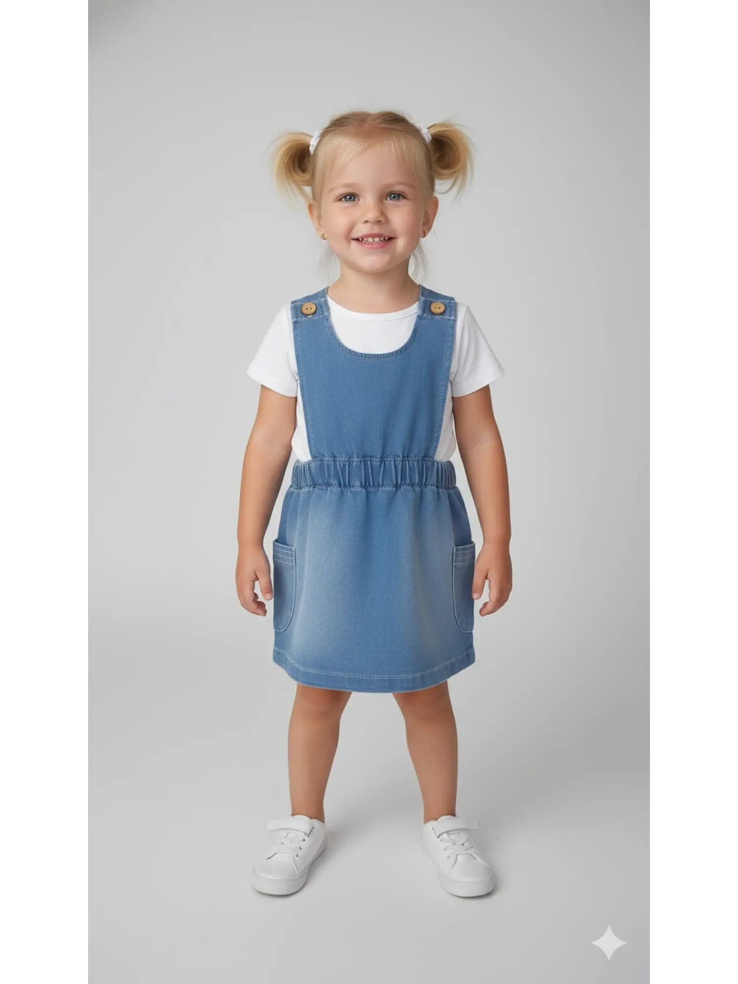 1-4 Yaş Cepli Kot Salopet Elbise