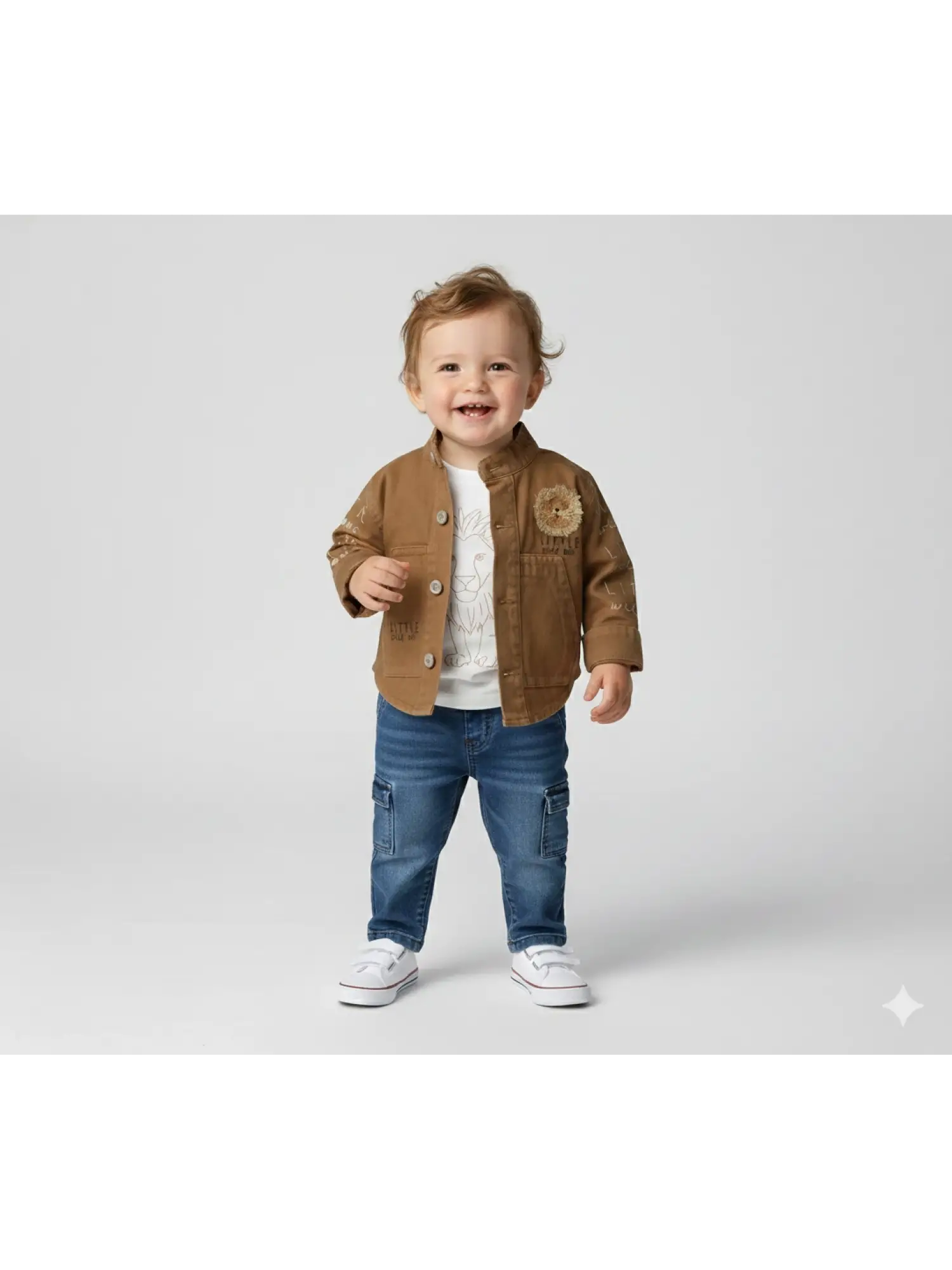 9-24 Ay Little Aslan Baskı Ceketli 3lü Takım