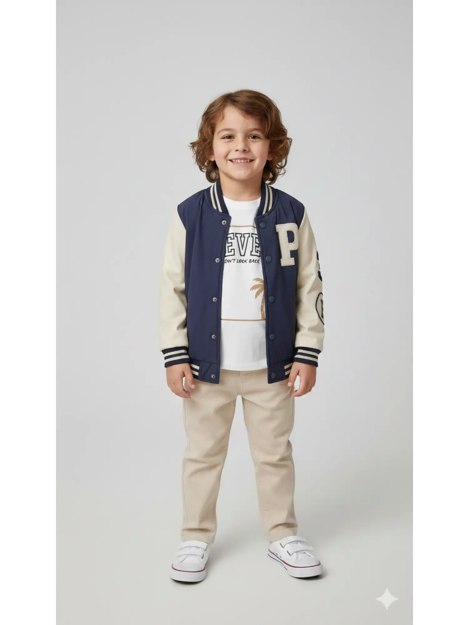 2-6 Yaş Krem Laci Kolej Ceketli 3lü Takım