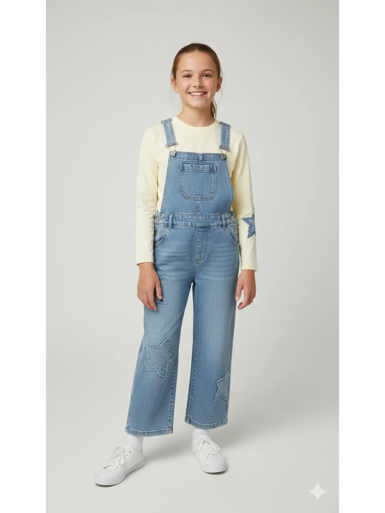 9-13 Yaş Yıldız Taşlı Kot Salopet