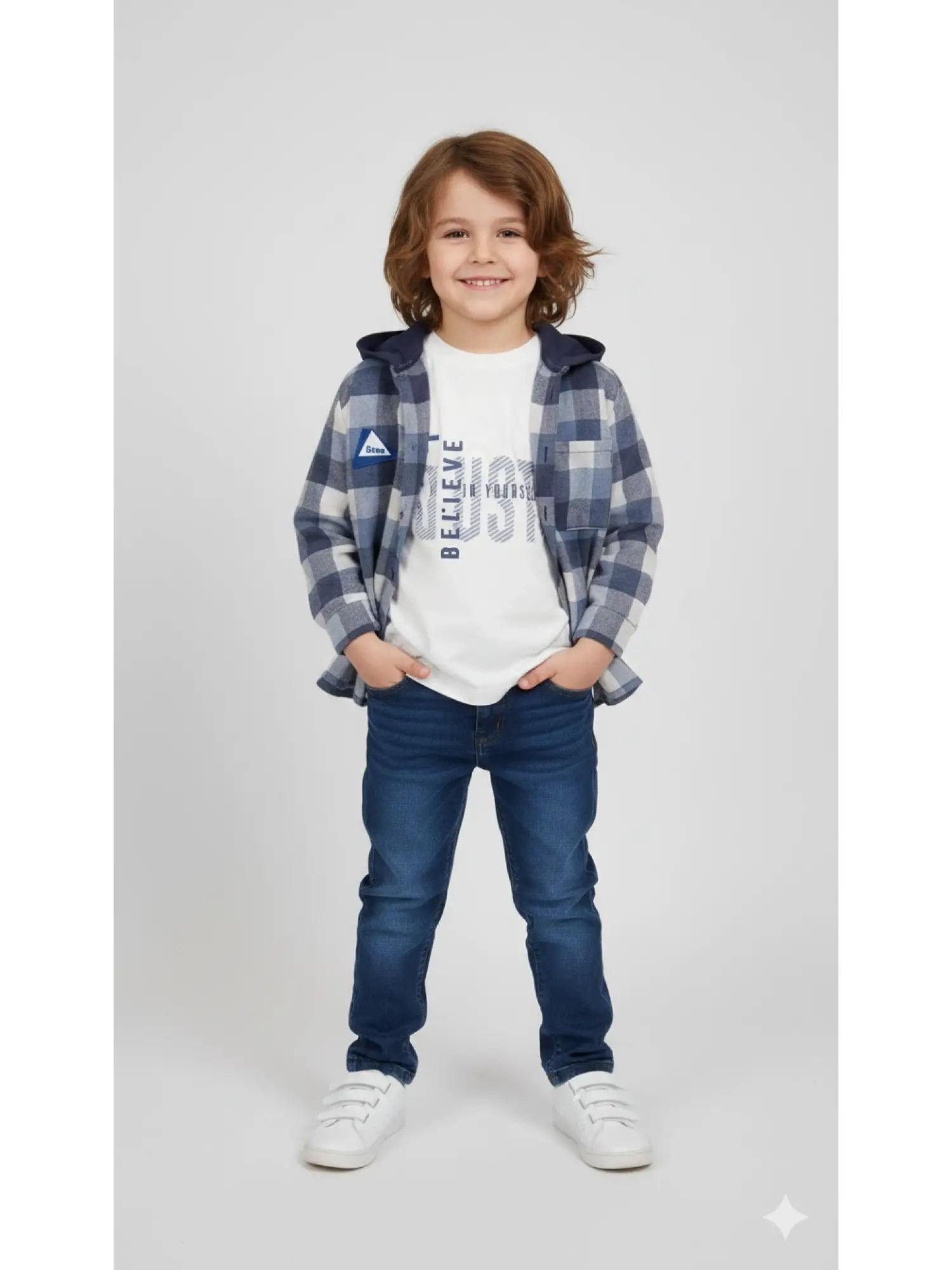 7-10 Yaş Ekoseli Gömlekli 3lü Takım