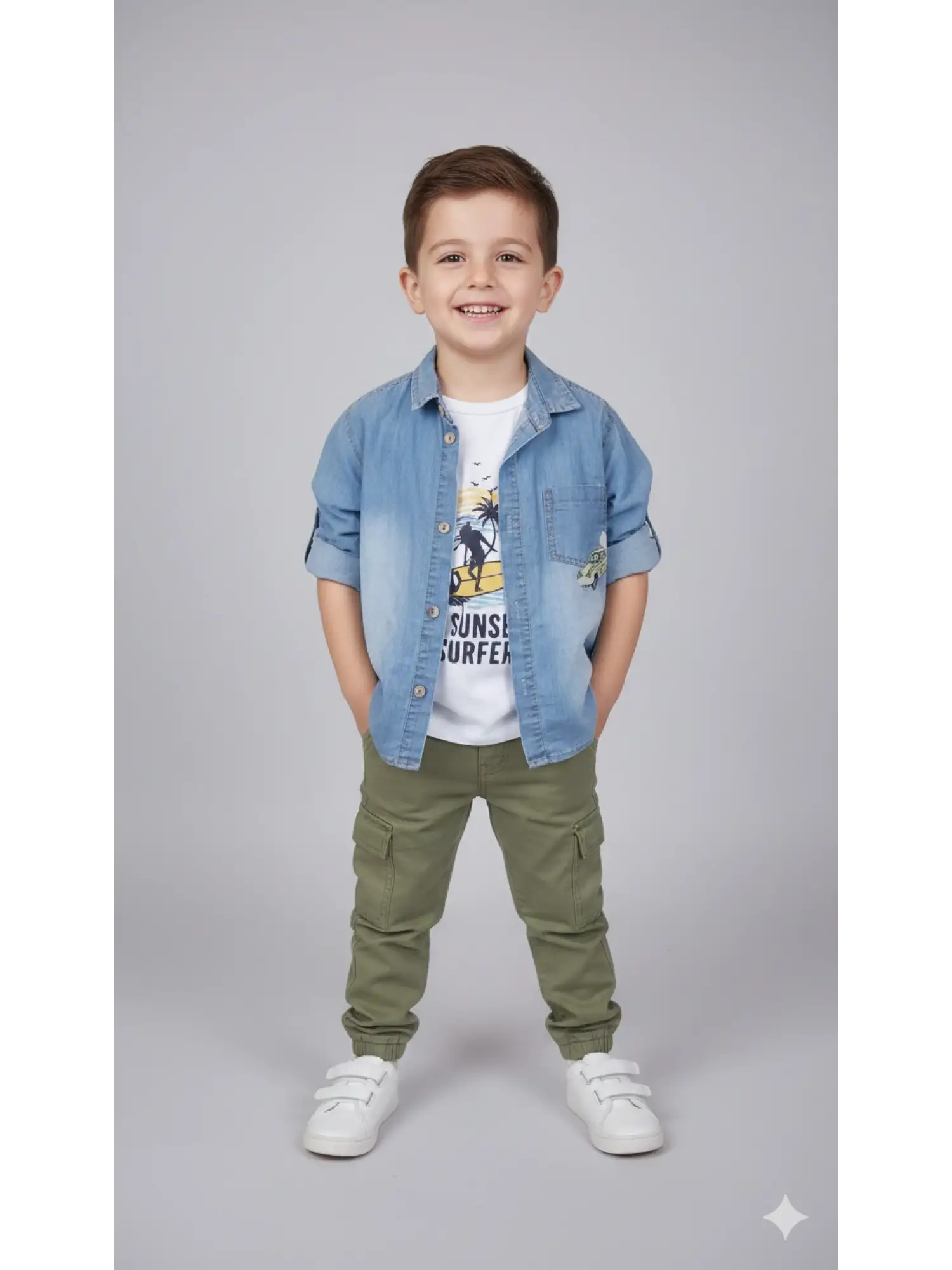 2-5 Yaş Gömlekli 3 Lü Takım Yeşil