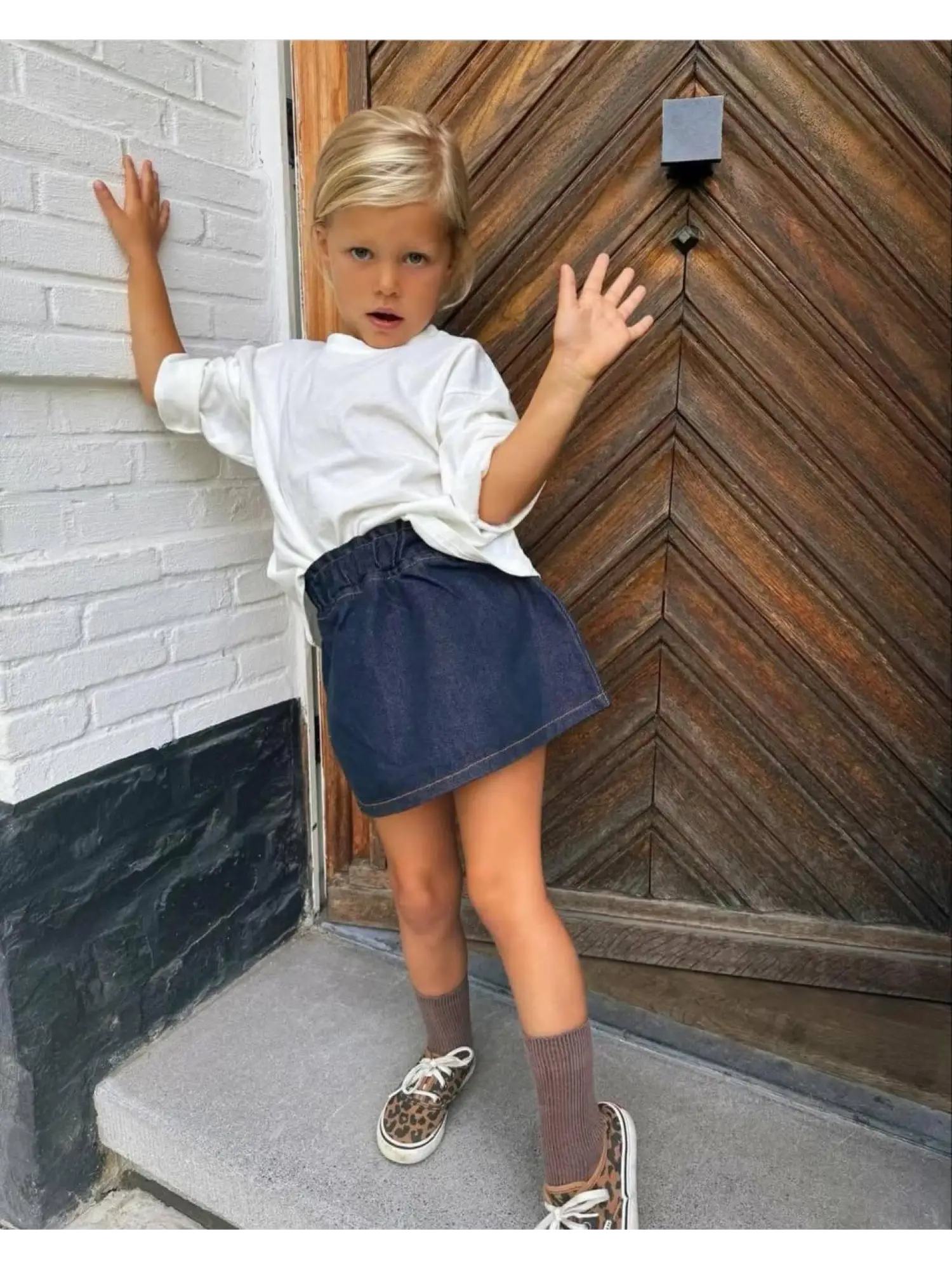 2-7 Yaş Bel Lastikli Kot Etek