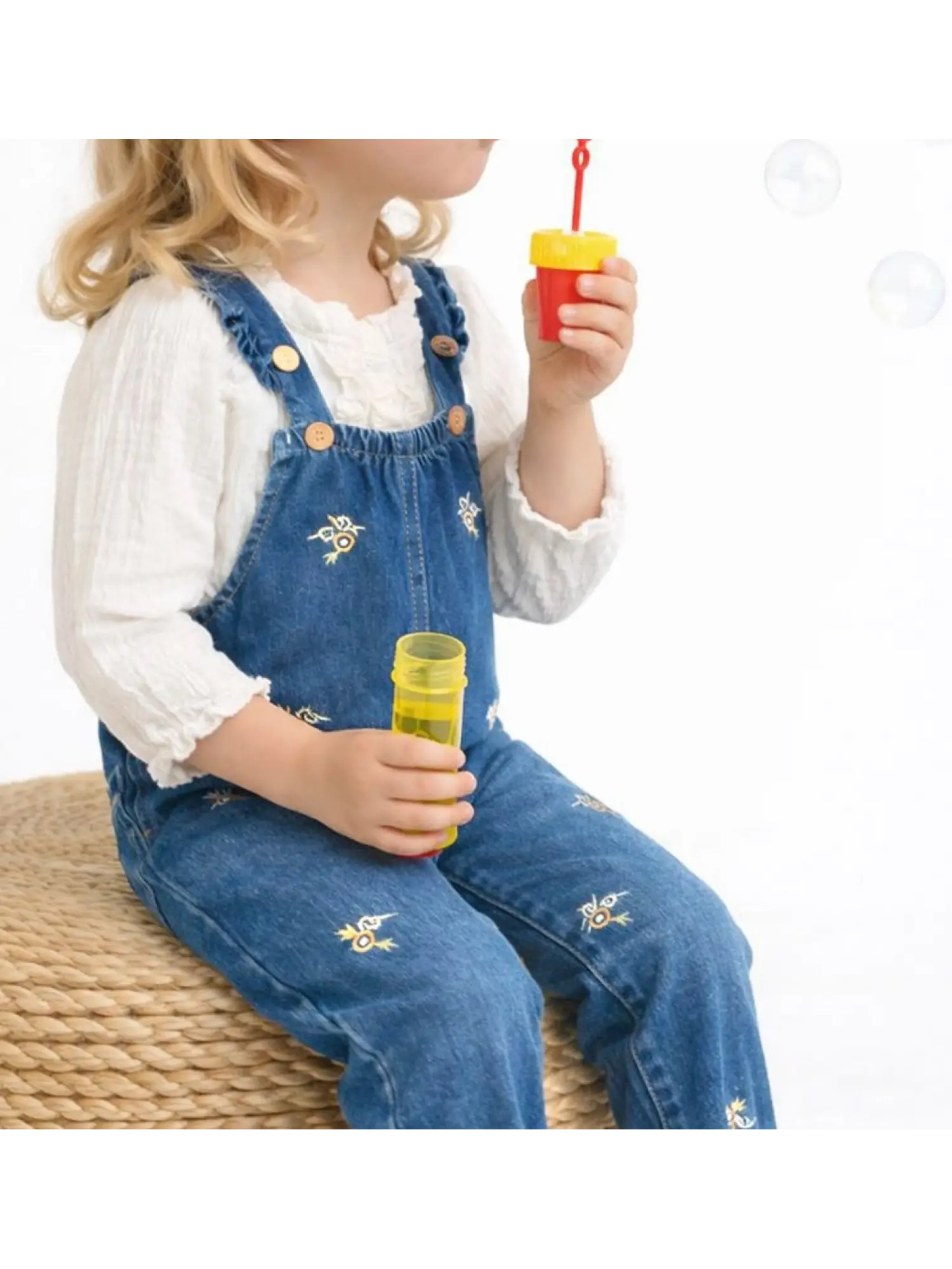 1-4 Yaş Gömlekli Çiçek Nakışlı Salopet