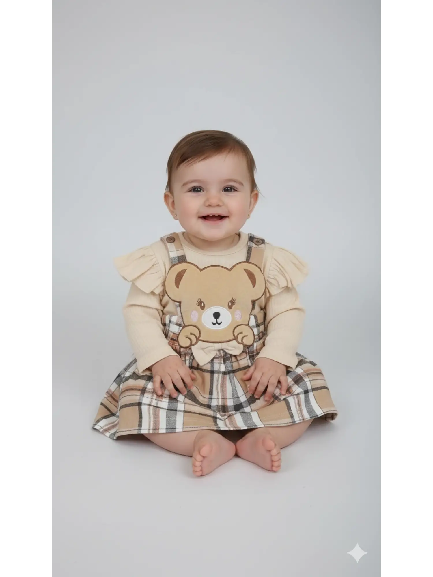 3-18 Ay Ayıcıklı Badili Salopet Elbise