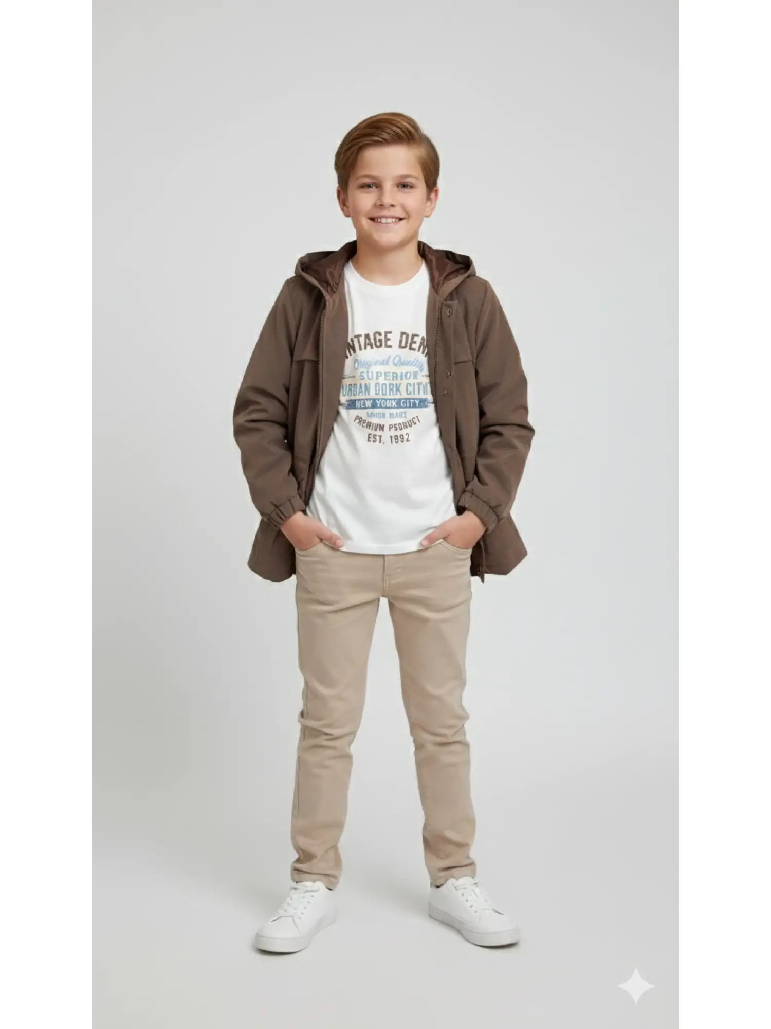 10-14 Yaş Kahve New York Yağmurluk 3lü Takım