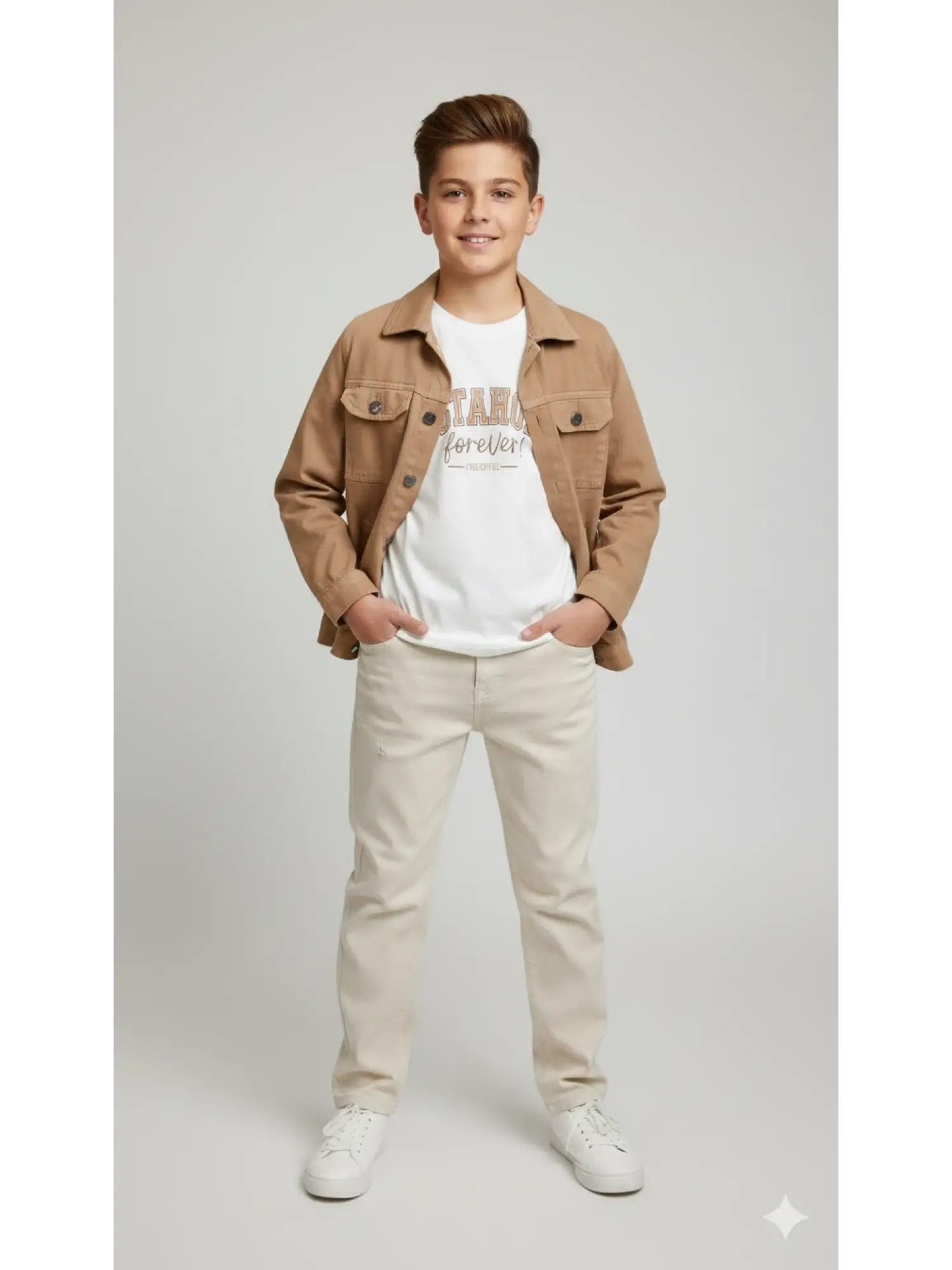 10-14 Yaş Bej Forever Ceketli 3lü Takım