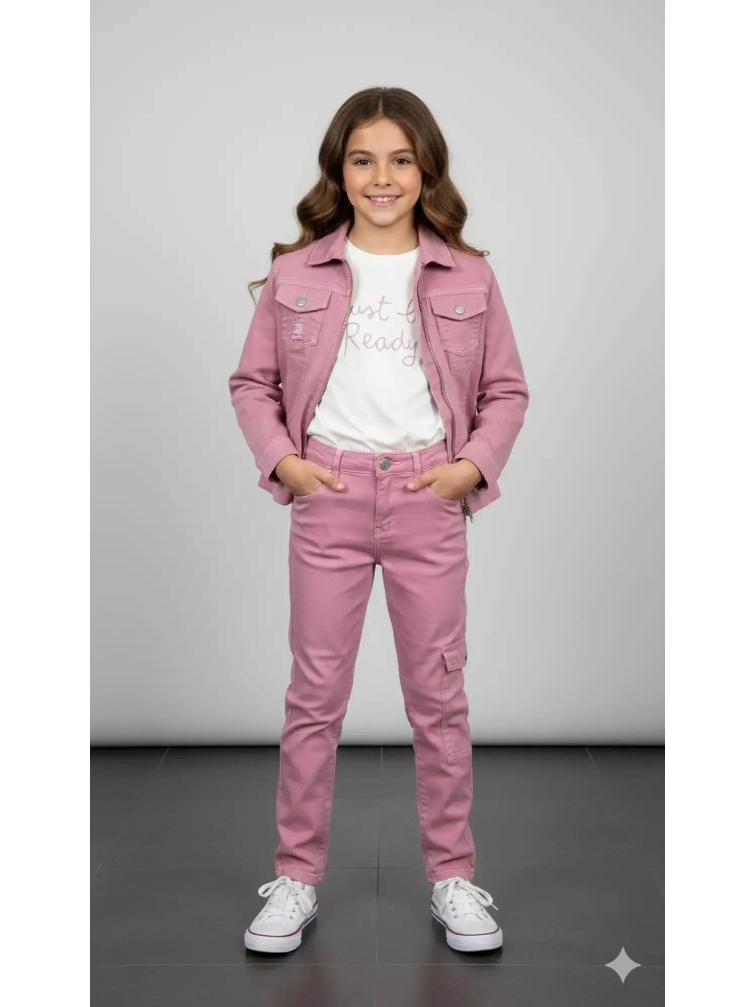 9-14 Yaş Pembe Cep Detaylı 3lü Takım