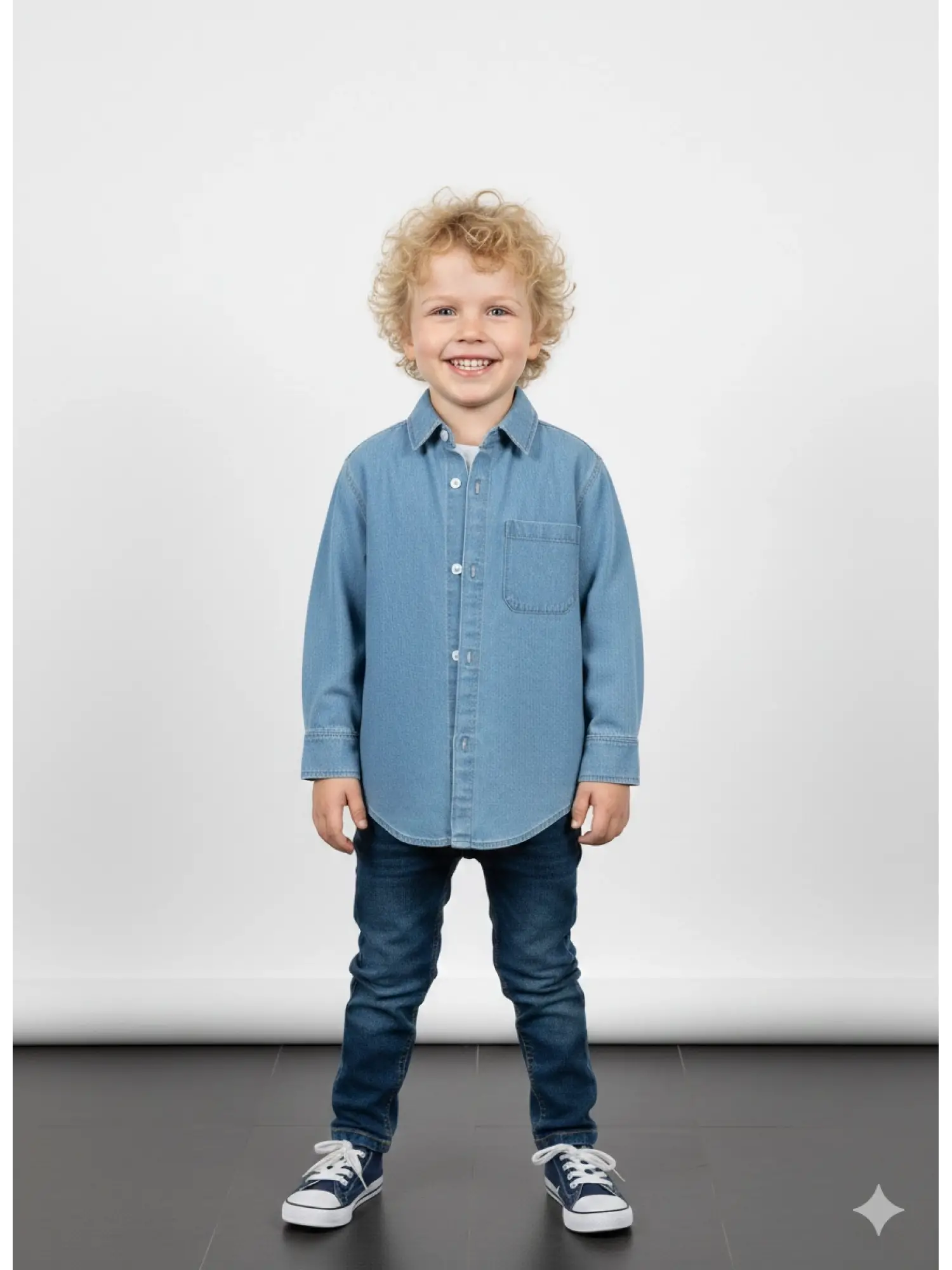 2-7 Yaş Jean Kot Gömlek