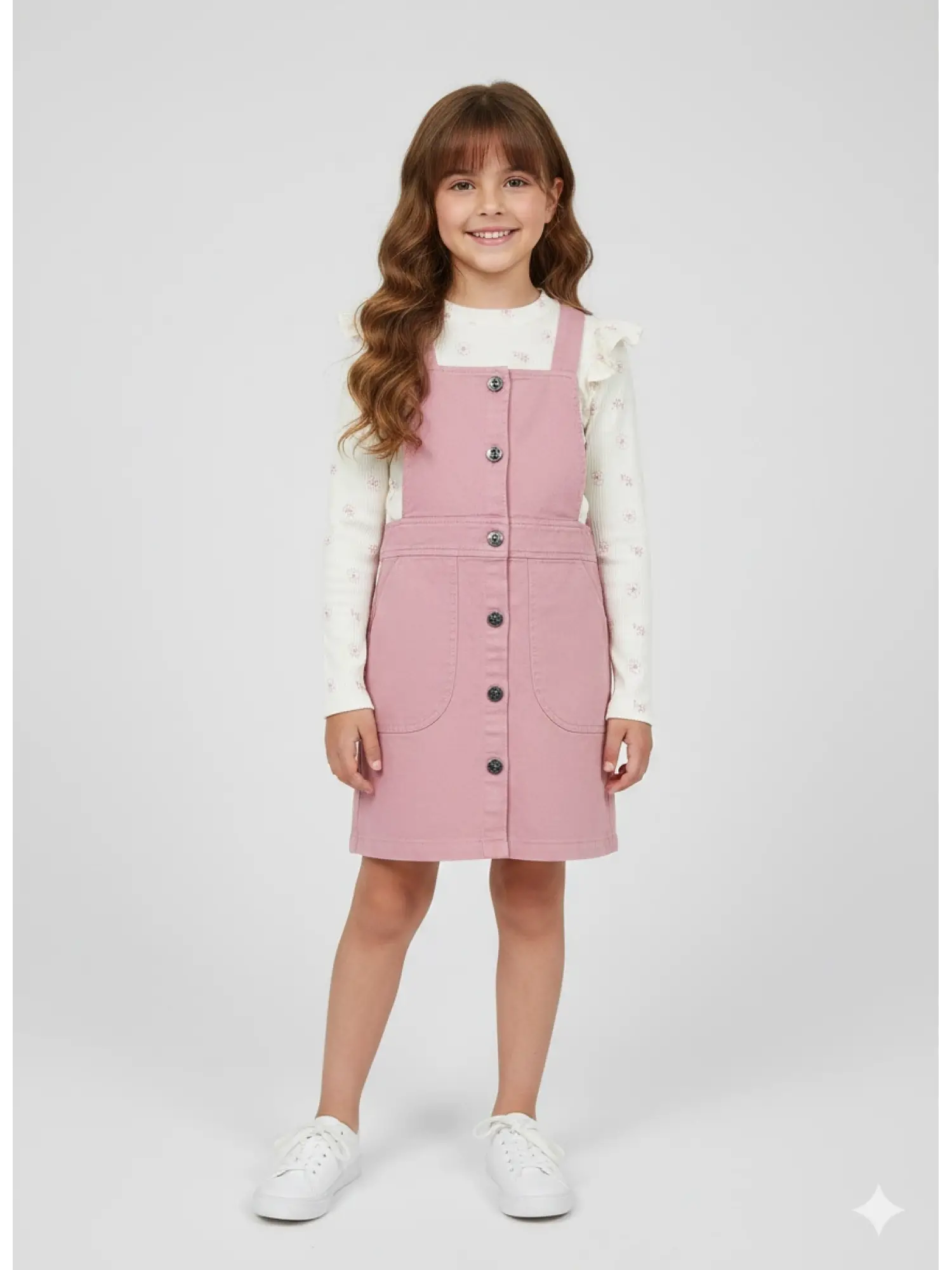 7-11 Yaş Çiçek Desenli Salopet