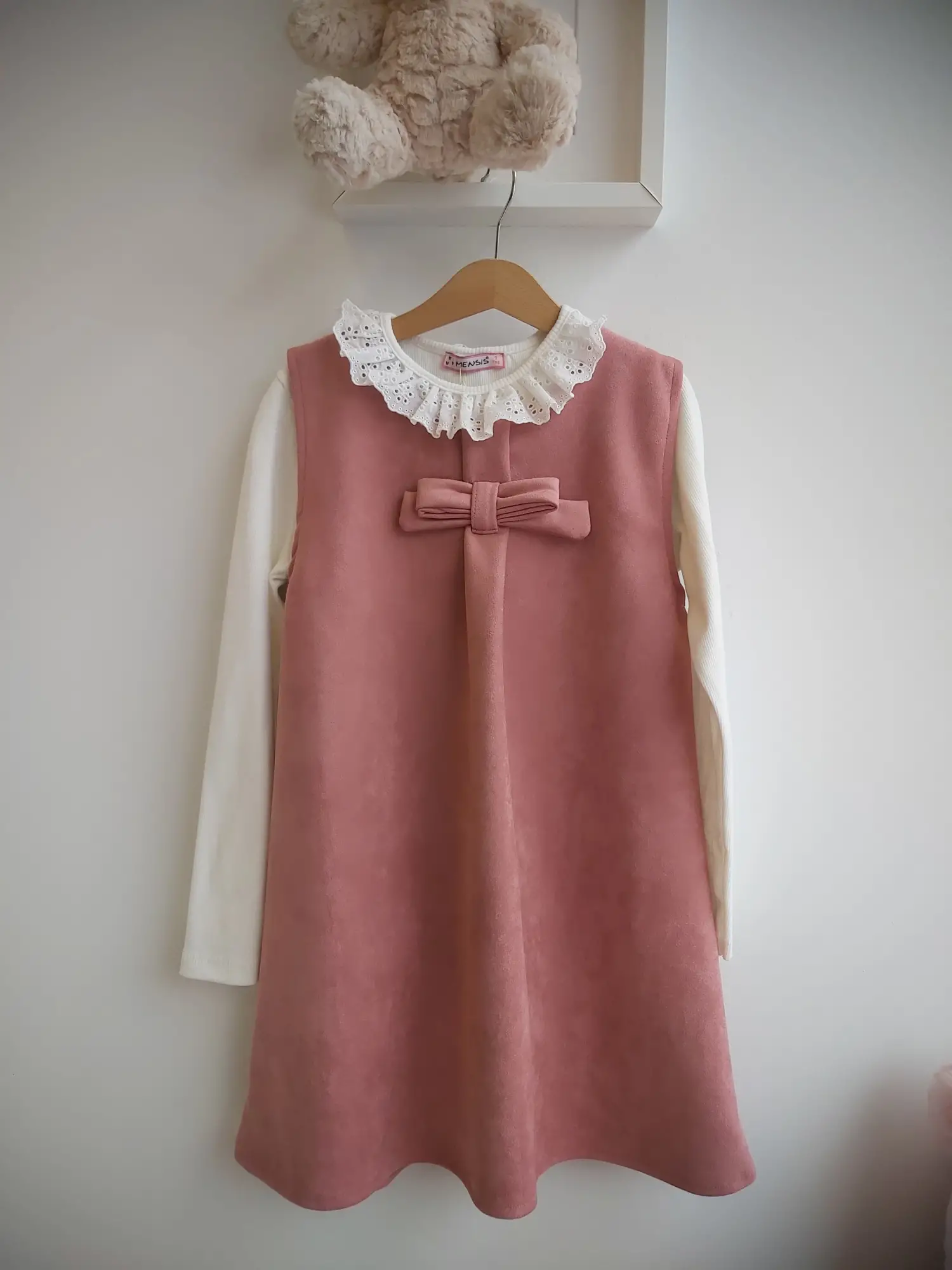 7-11 Yaş Gülkurusu Scuba Fiyonklu Elbise