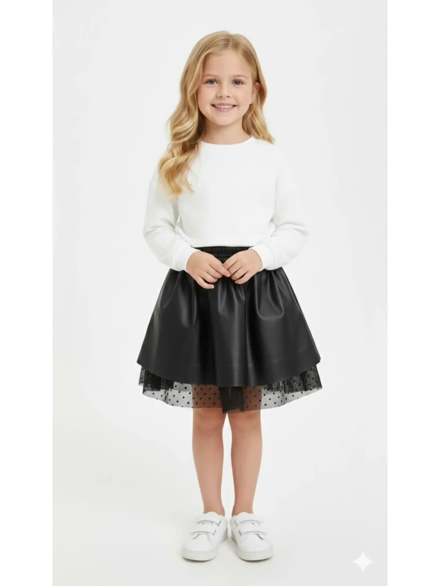 8-12 Yaş Dantelli Deri Etek