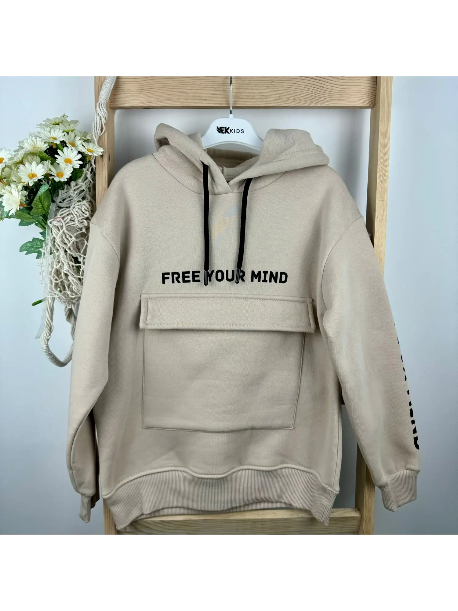 8-14 Yaş Bej Cep Detaylı Sweat