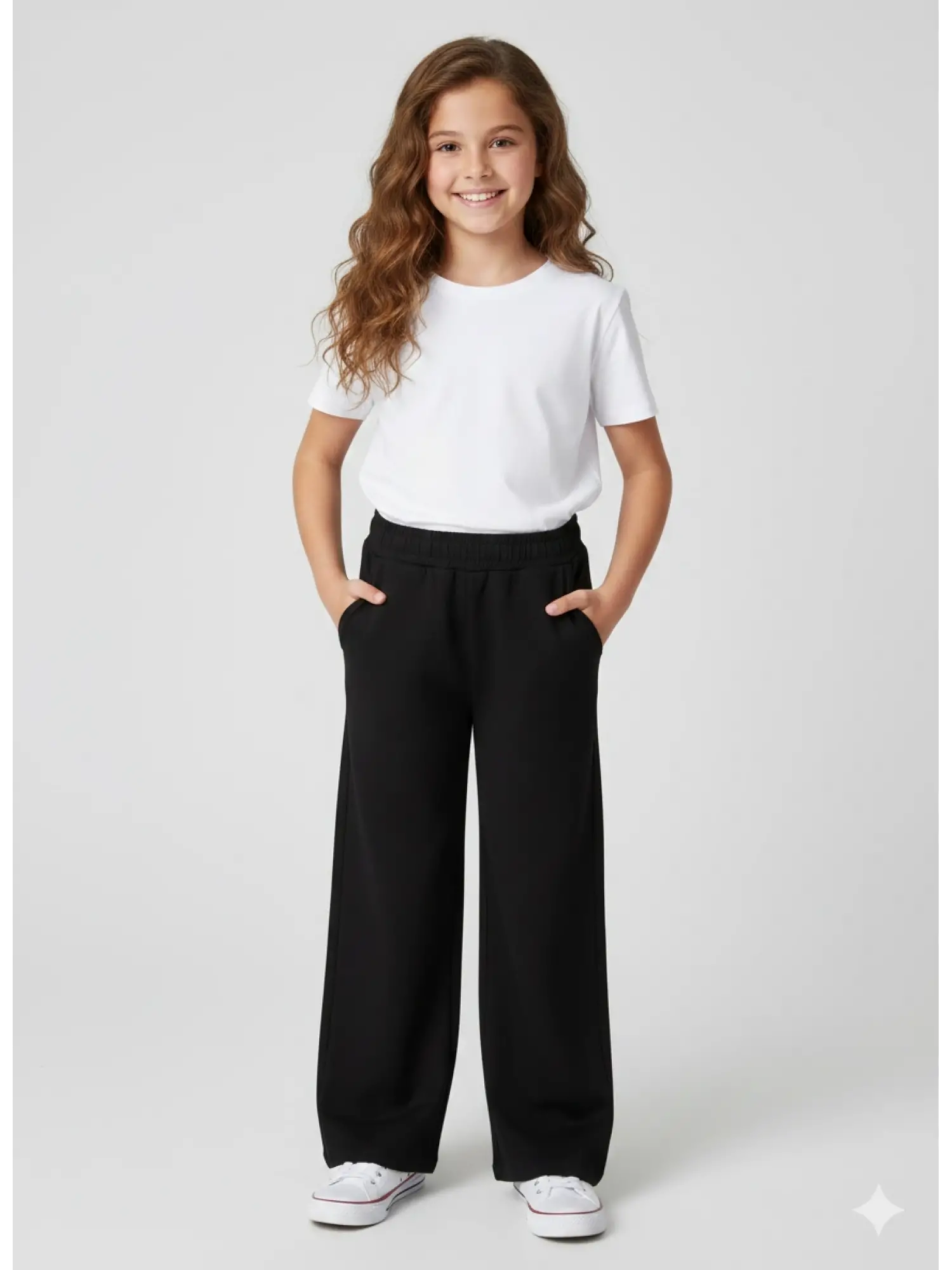 8-14 Yaş Siyah Bol Paça Eşofman Altı