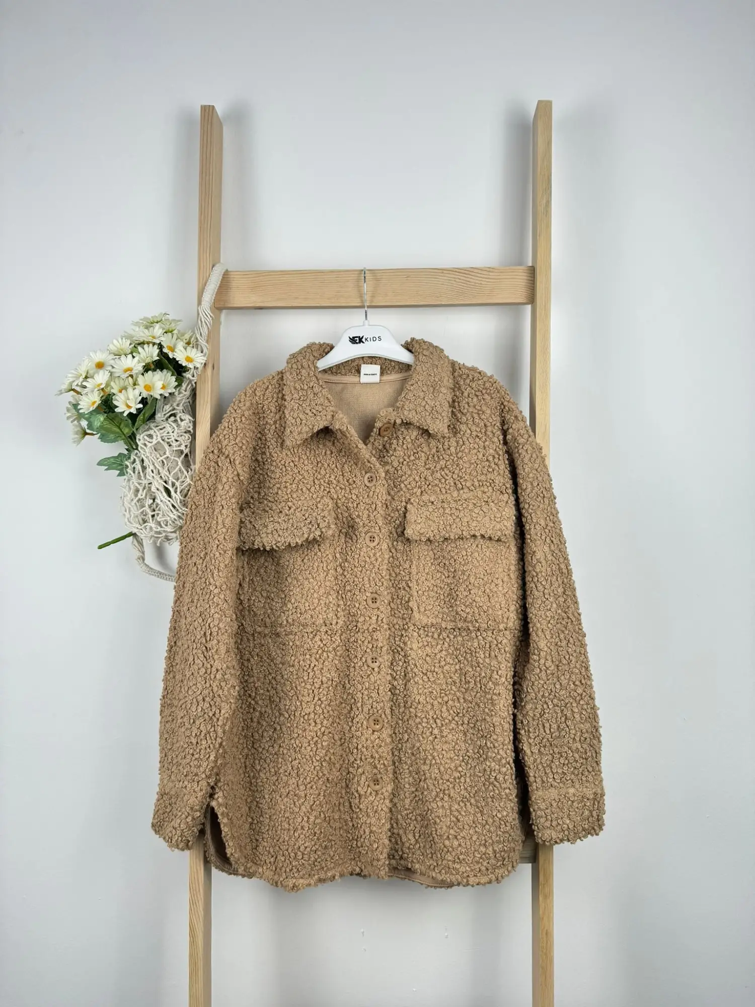 8-14 Yaş Taba Mavi Teddy Gömlek Ceket