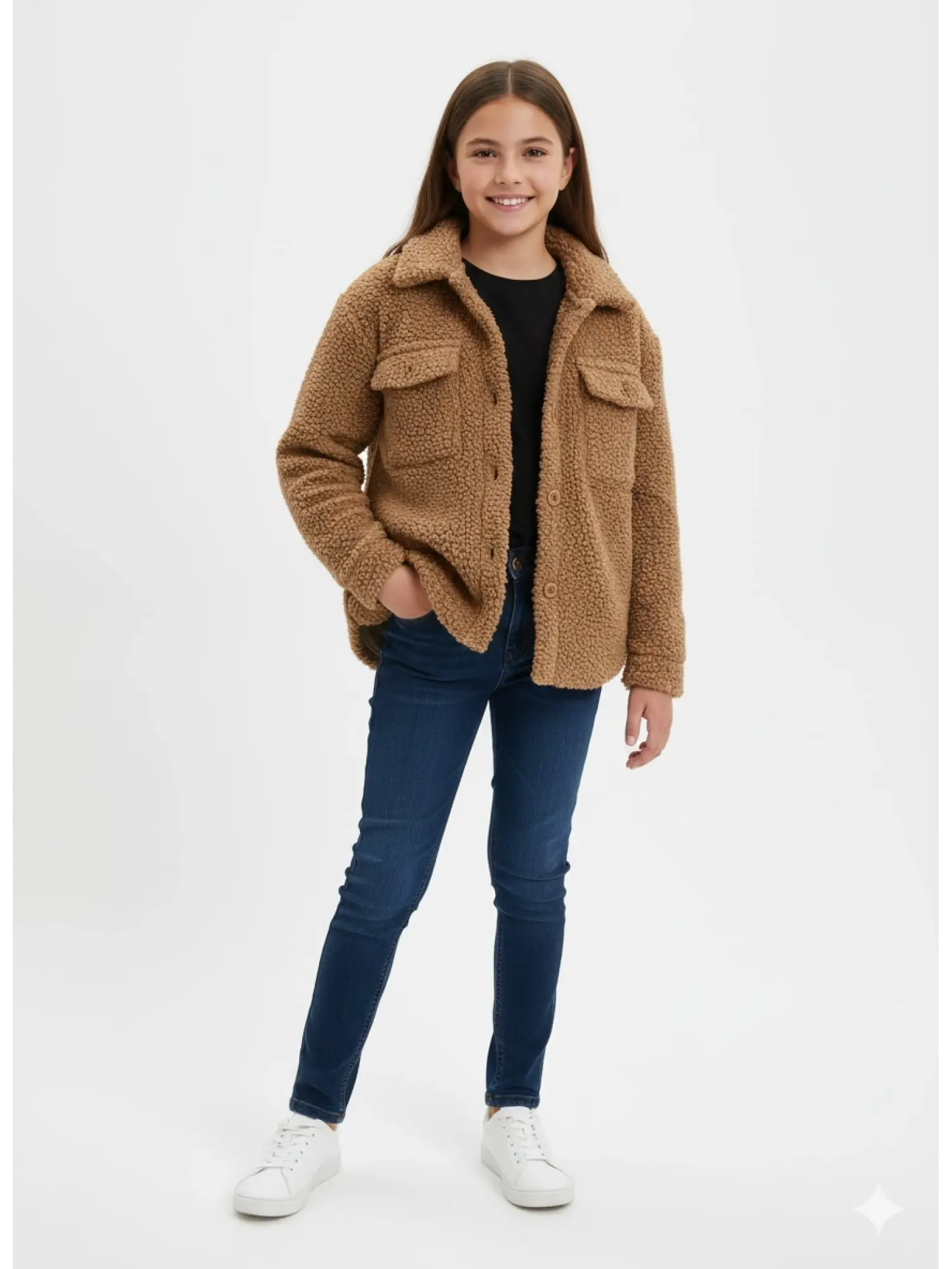 8-14 Yaş Taba Mavi Teddy Gömlek Ceket