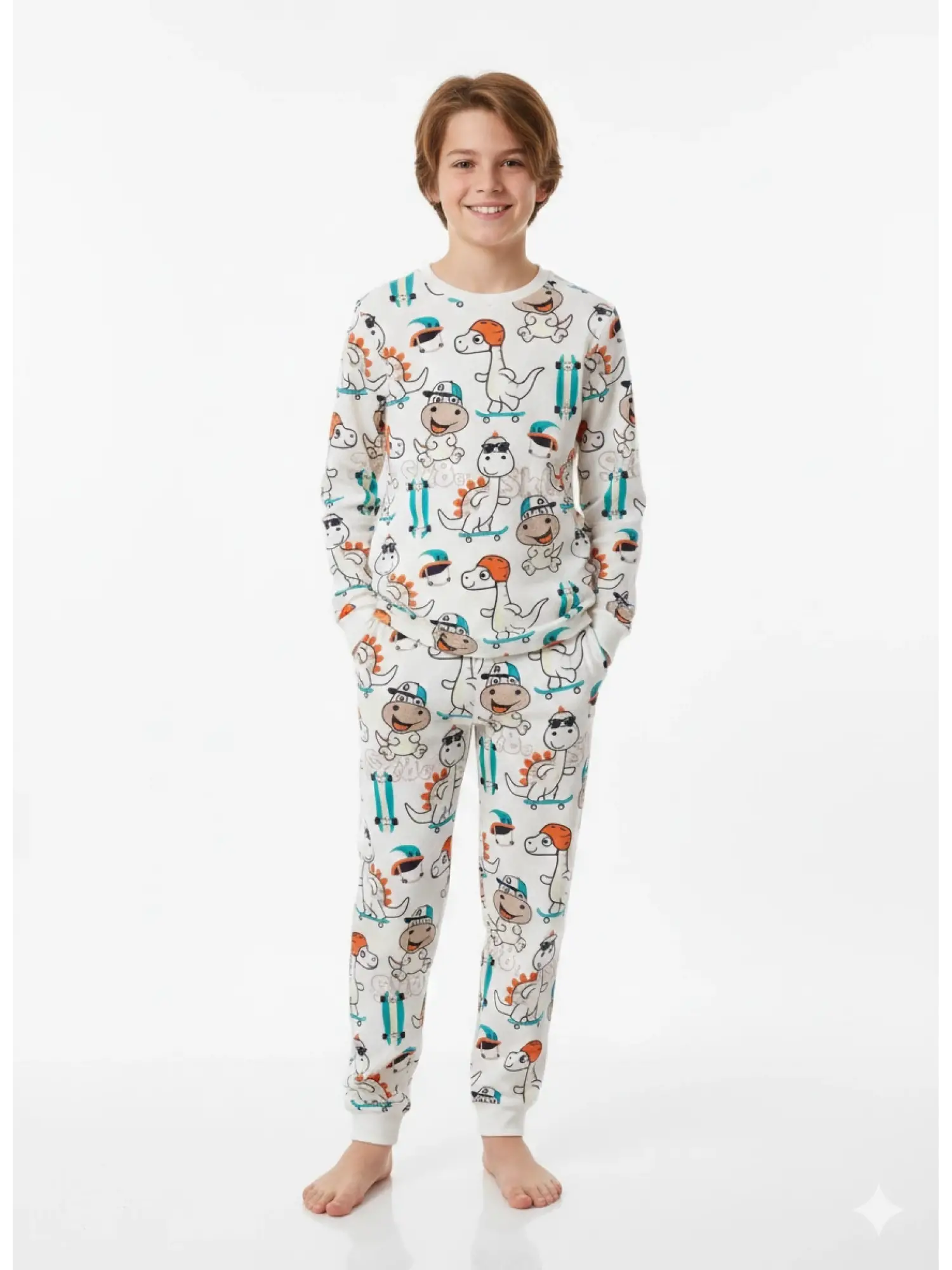 9-13 Yaş Dinazor Desenli Pijama Takımı