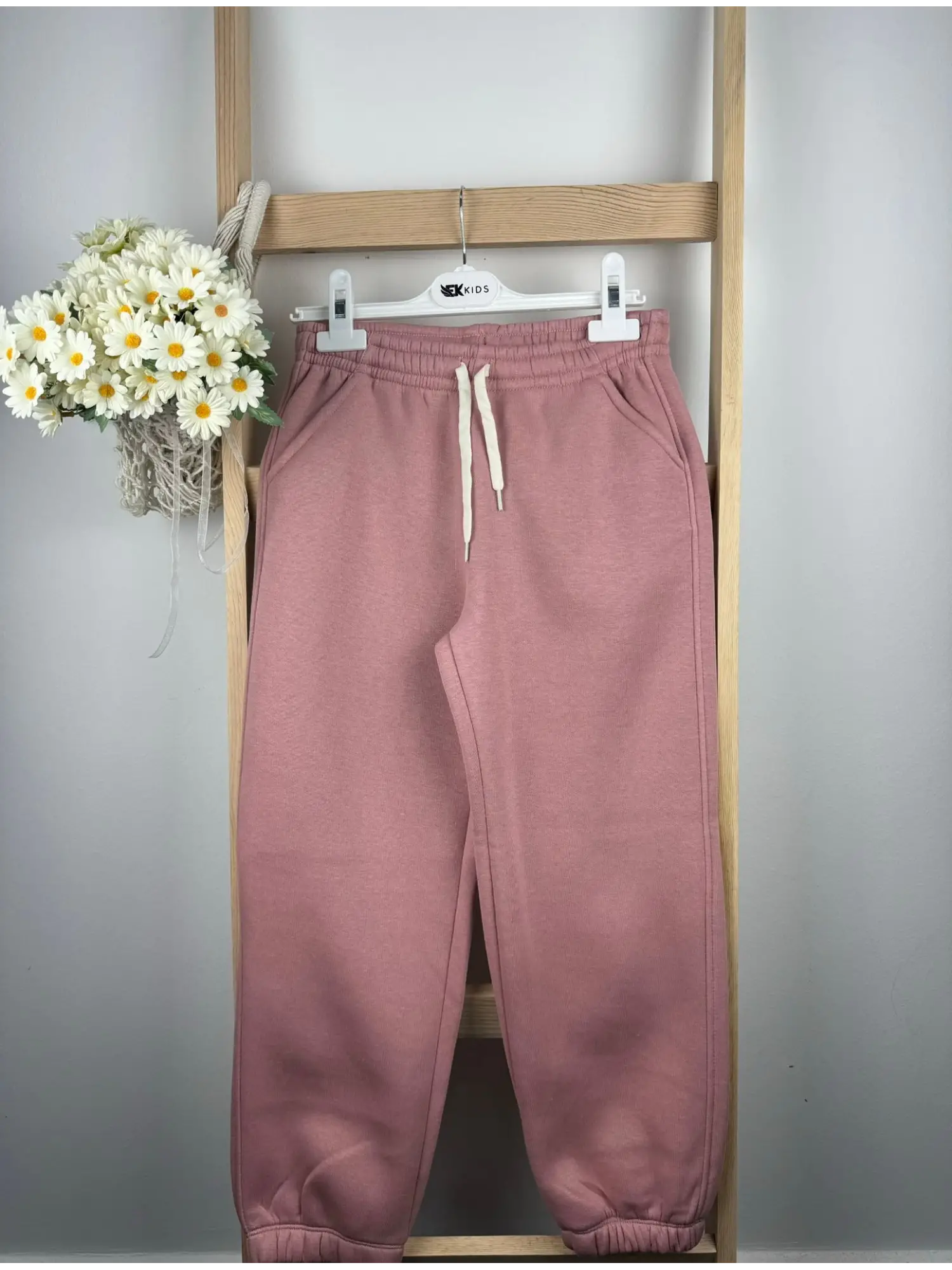 9-14 Yaş Pudra Şardonlu Kız Eşofman Altı