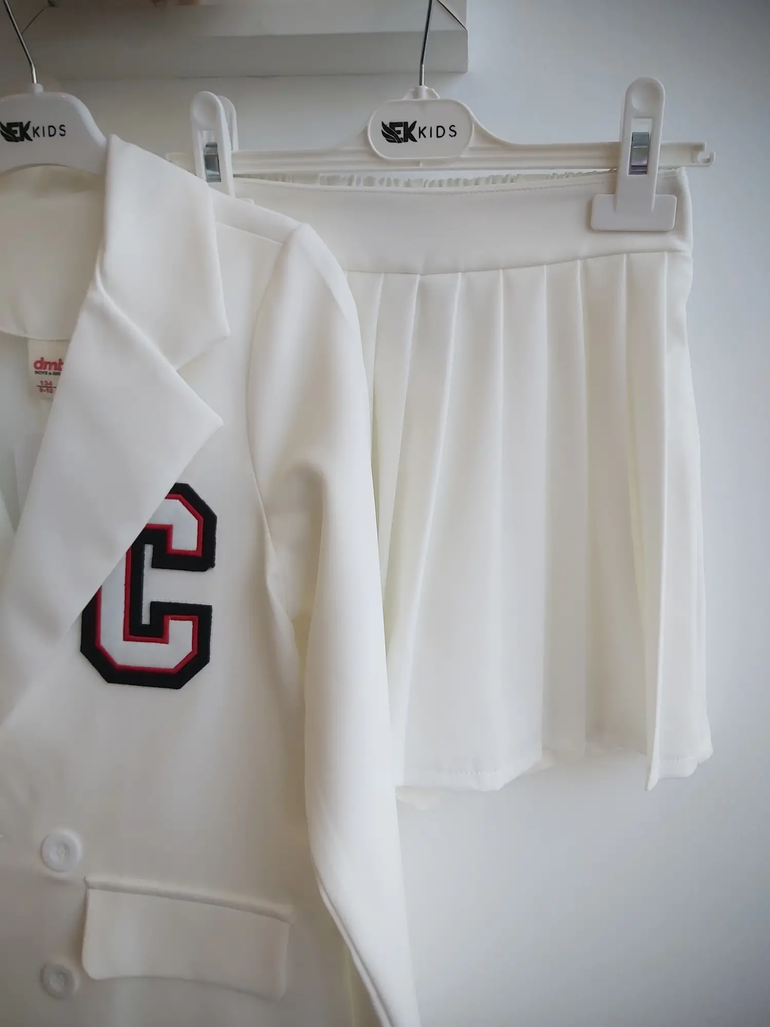 9-14 Yaş Şort Etek Kolej Takım Beyaz