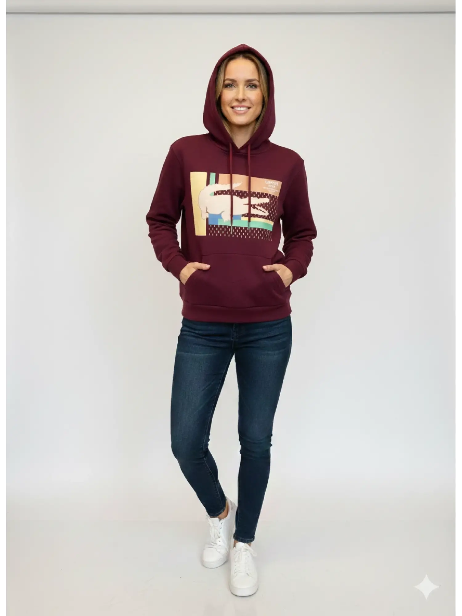 Garson Boy Bordo Kapşonlu Lacoste Sweat