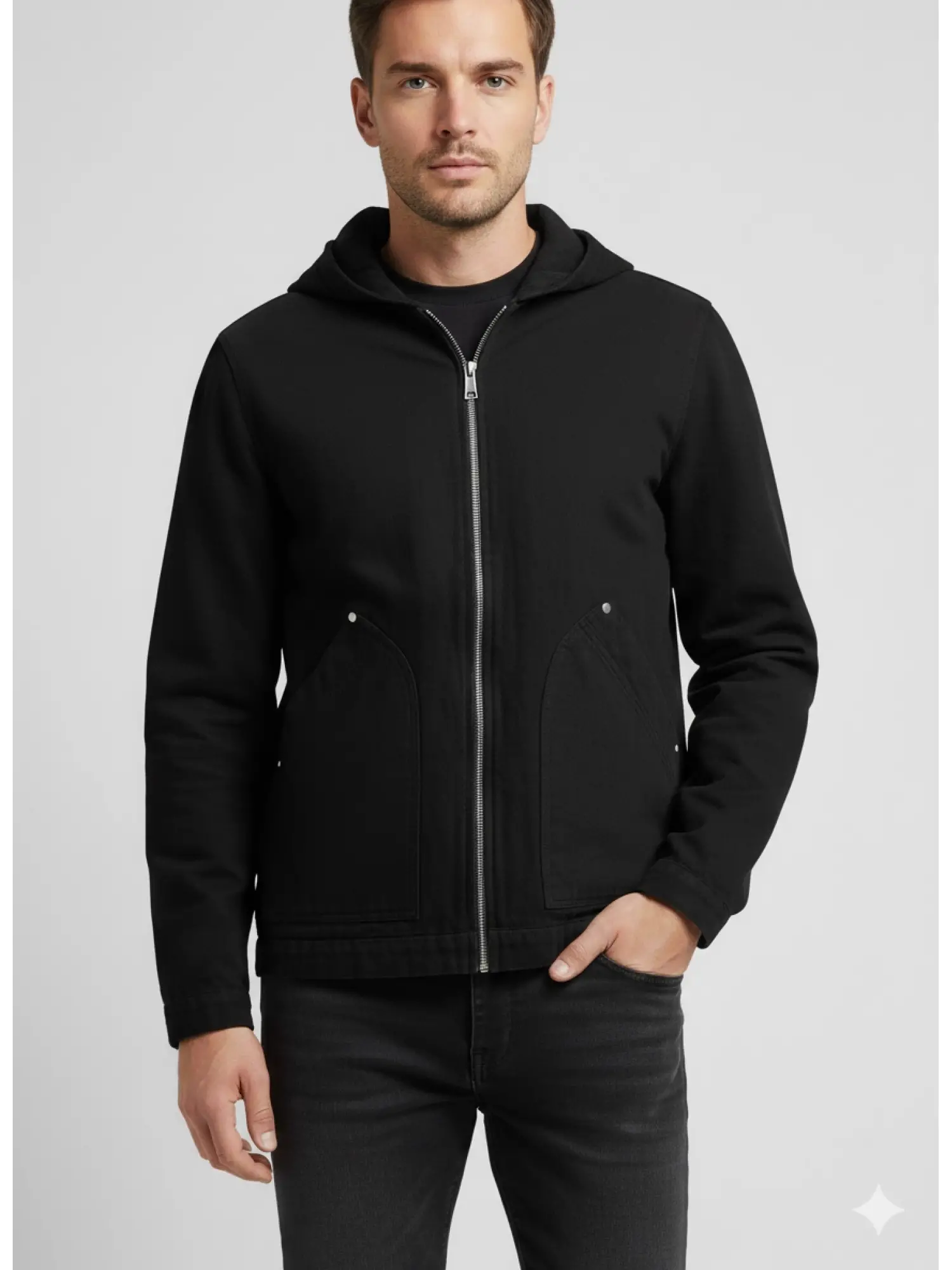 Garson Boy Kapşonlu Siyah Ceket