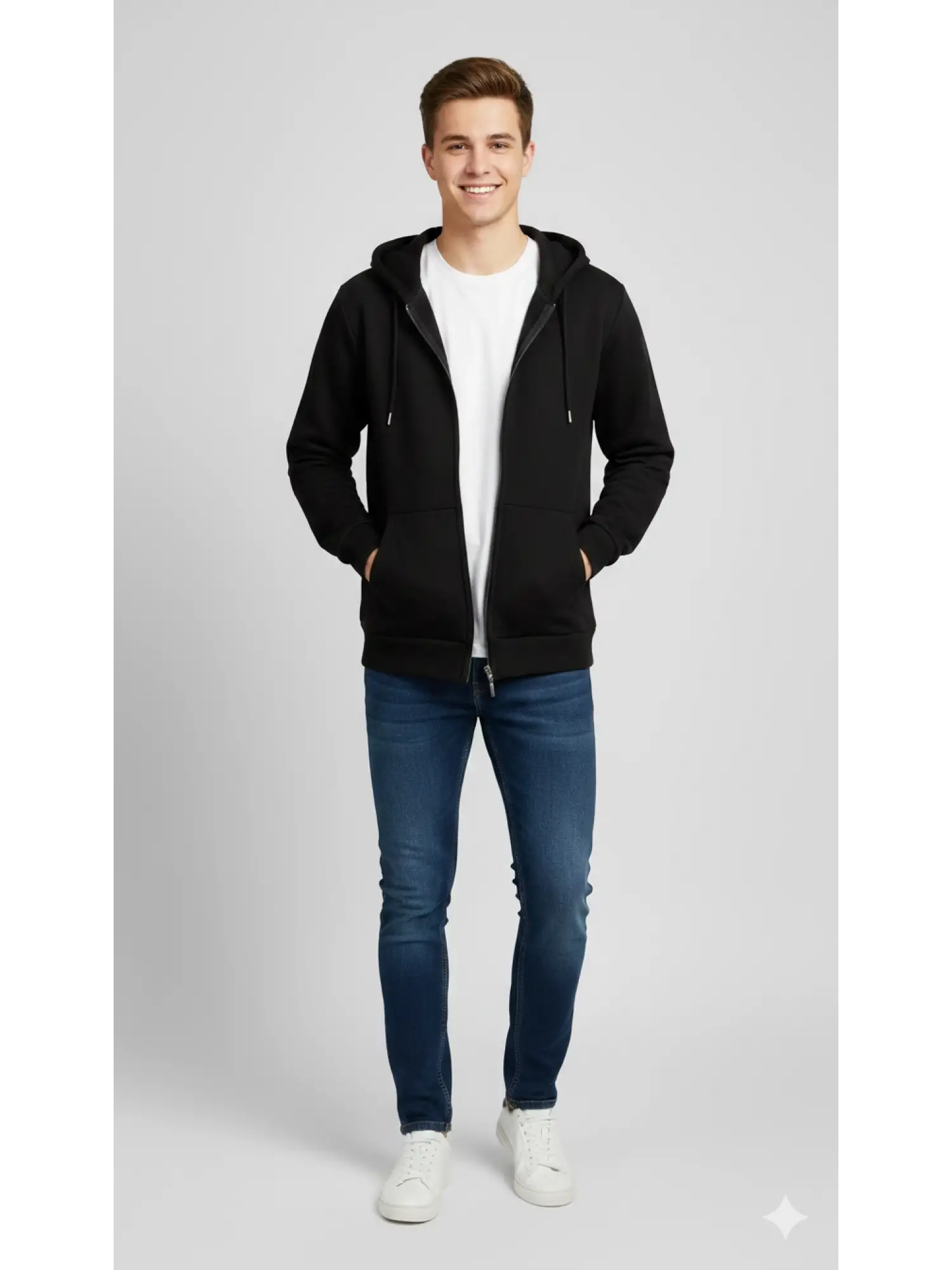 Garson Boy Kapşonlu Siyah Hırka