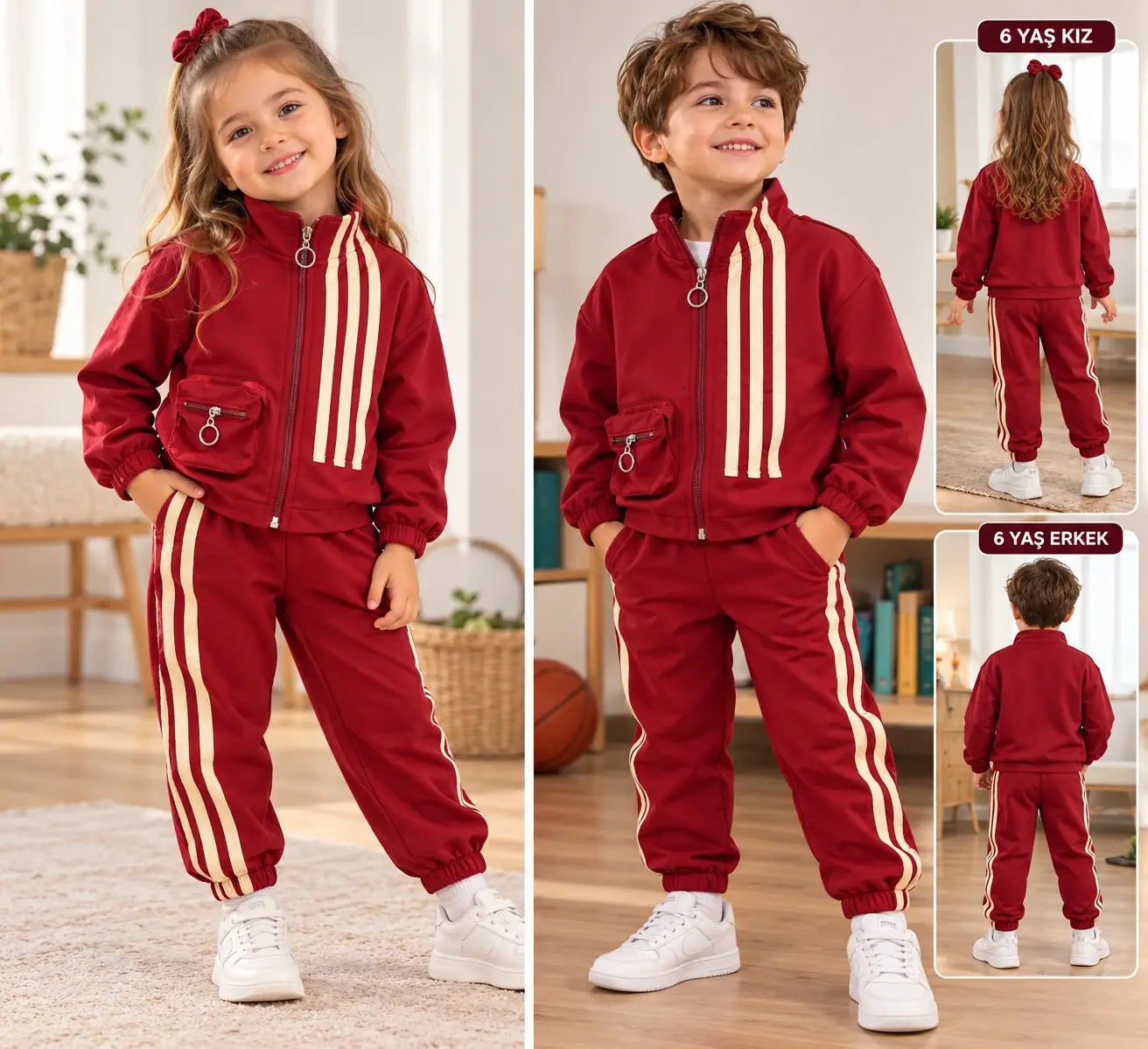 2-10 Yaş Bordo 2li Eşofman Takımı