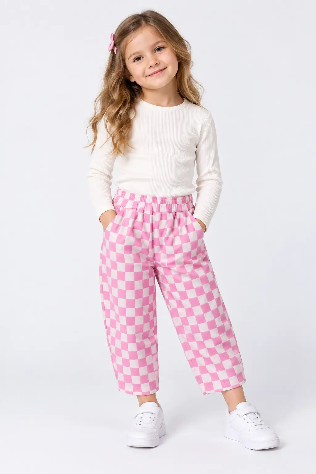 2-7 Yaş Pembe Damalı Pantolon