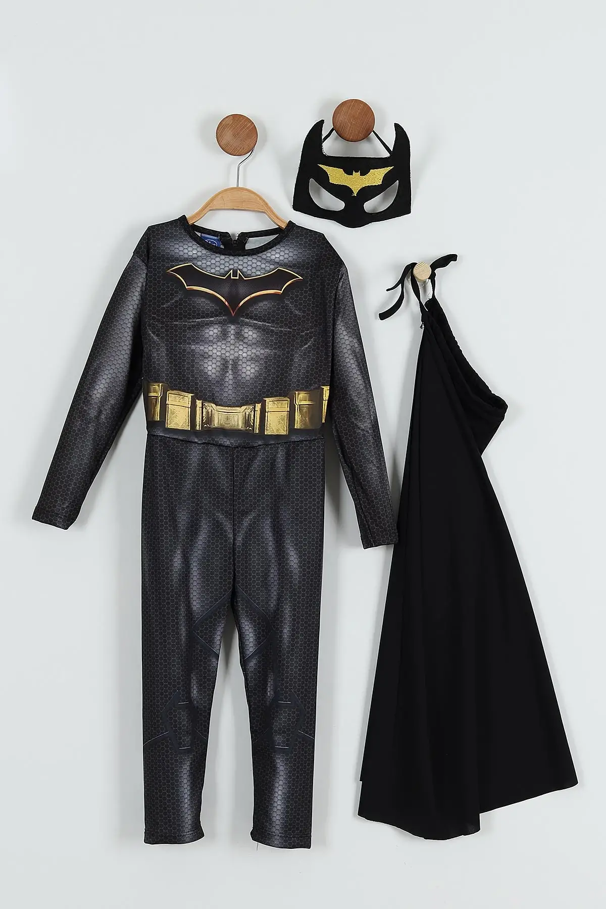 2-8 Yaş Batman Kostüm Maskeli Pelerinli Siyah