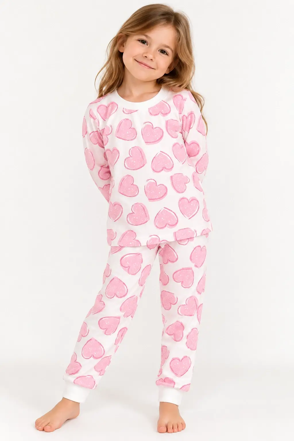 3-8 Yaş Kalpli Pijama Takımı