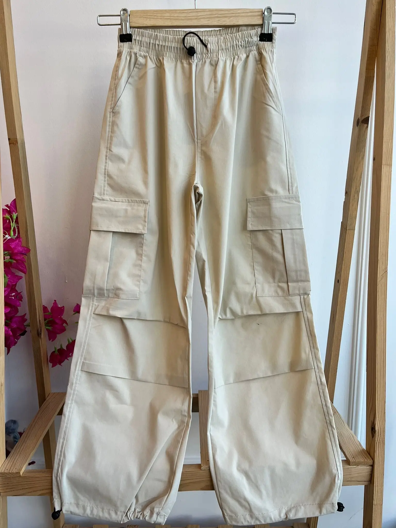 4-9 Yaş Bej Paraşüt Pantolon