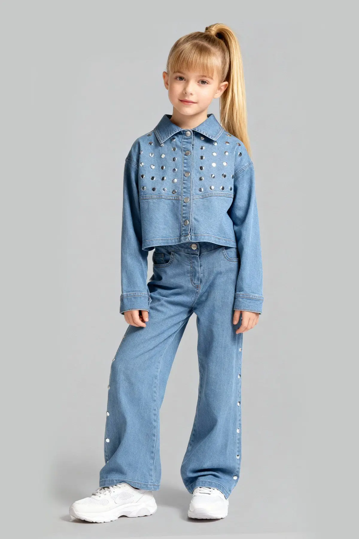 7-11 Yaş Kot Zımbalı Ceket Pantolon Takım