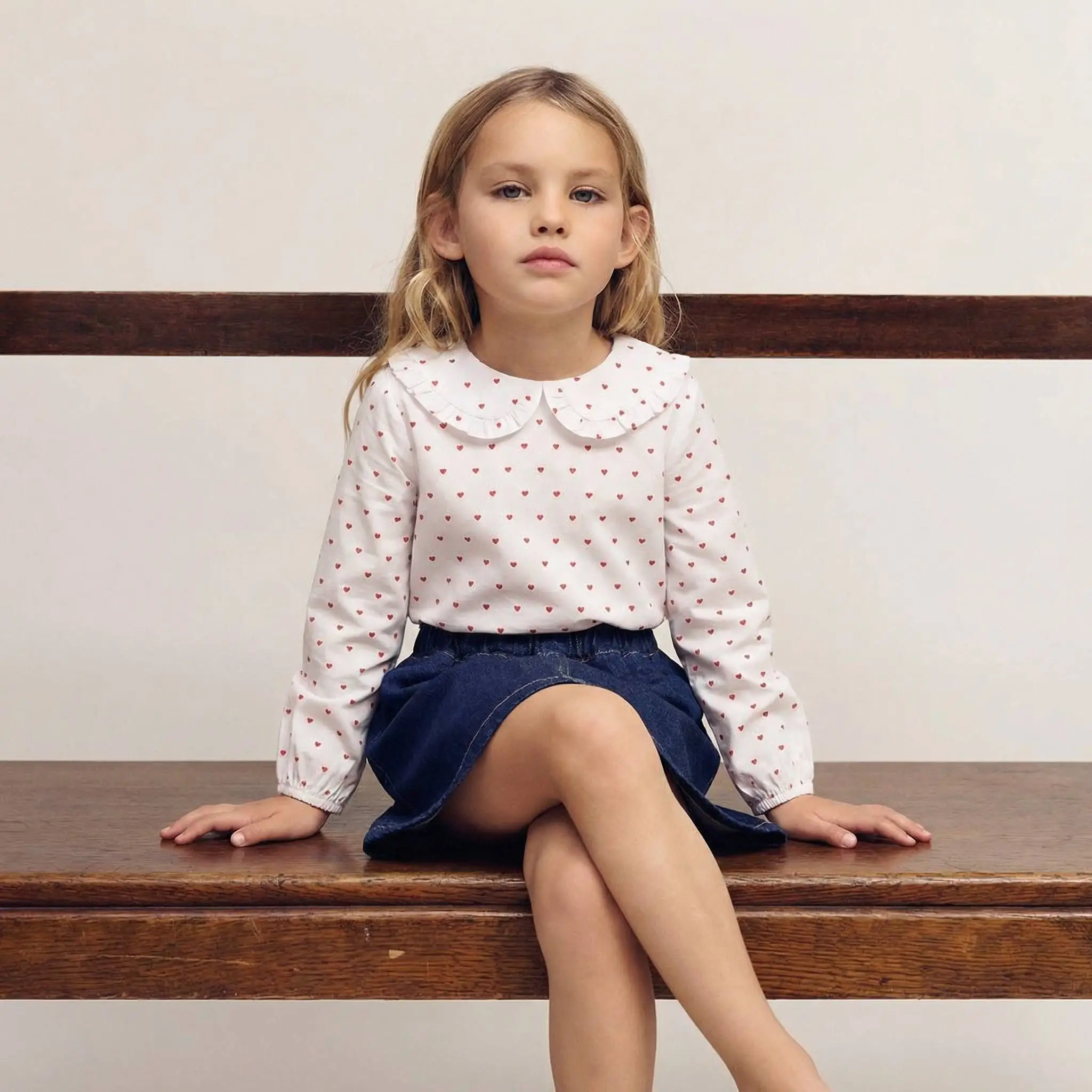 2-7 Yaş Kalp Desenli Gömlek
