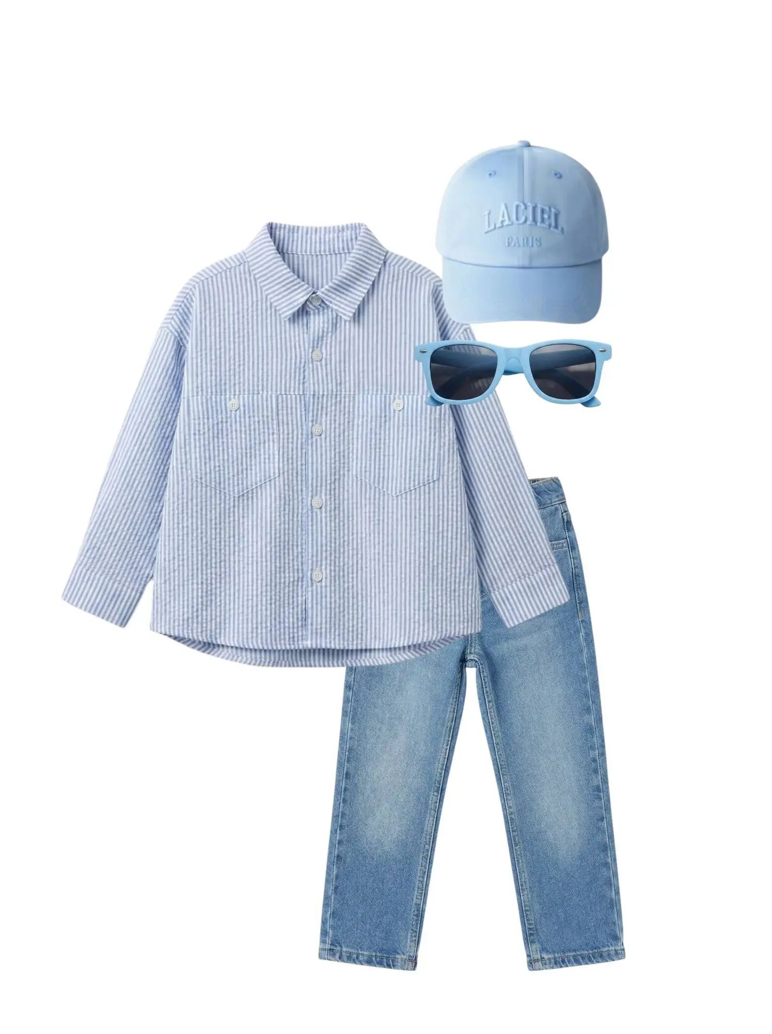 2-7 Yaş Mavi Çizgili Gömlek