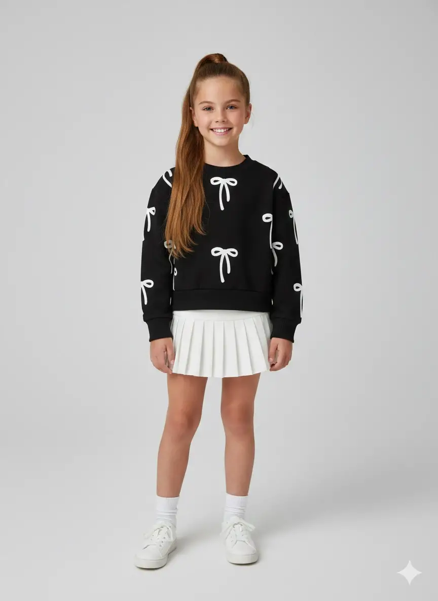 4-12 Yaş Pileli Beyaz Etekli Takım