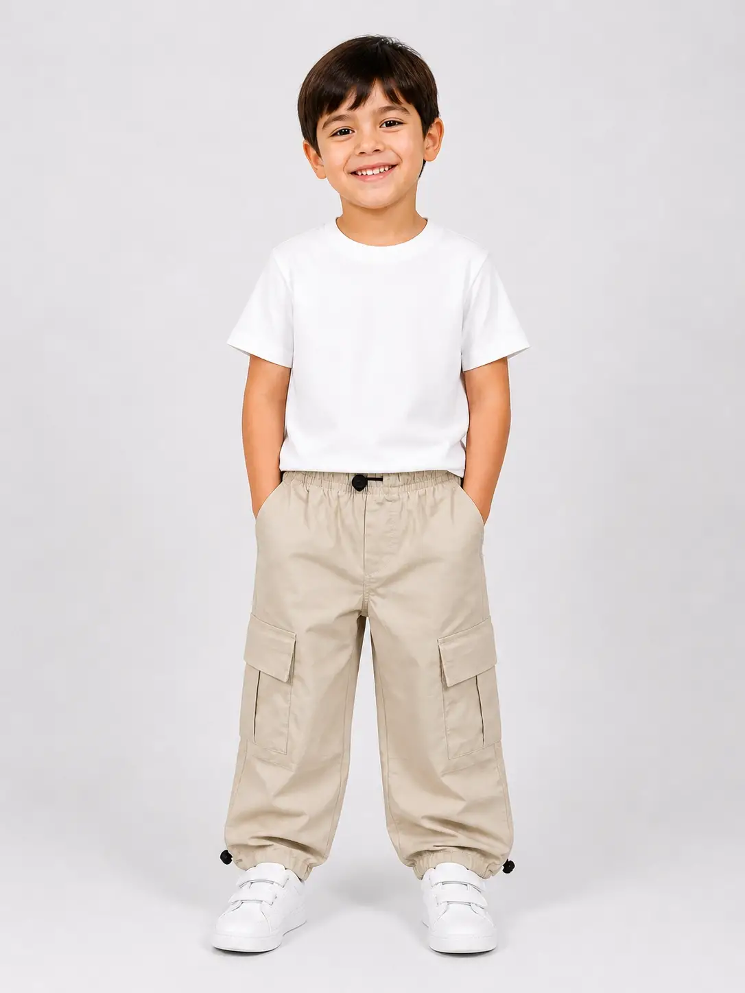 4-9 Yaş Bej Paraşüt Pantolon