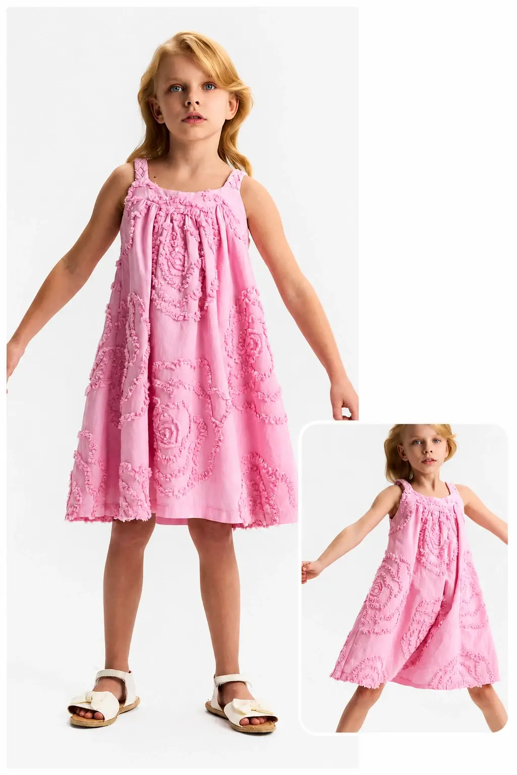 4-8 Yaş Pembe Askılı Elbise