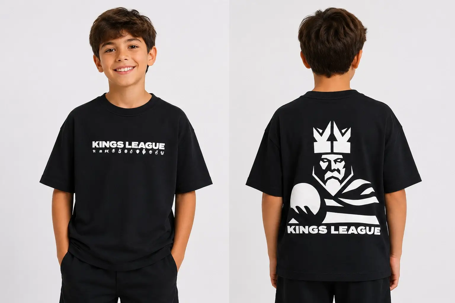 9-14 Yaş Siyah Kıngs League Tişört