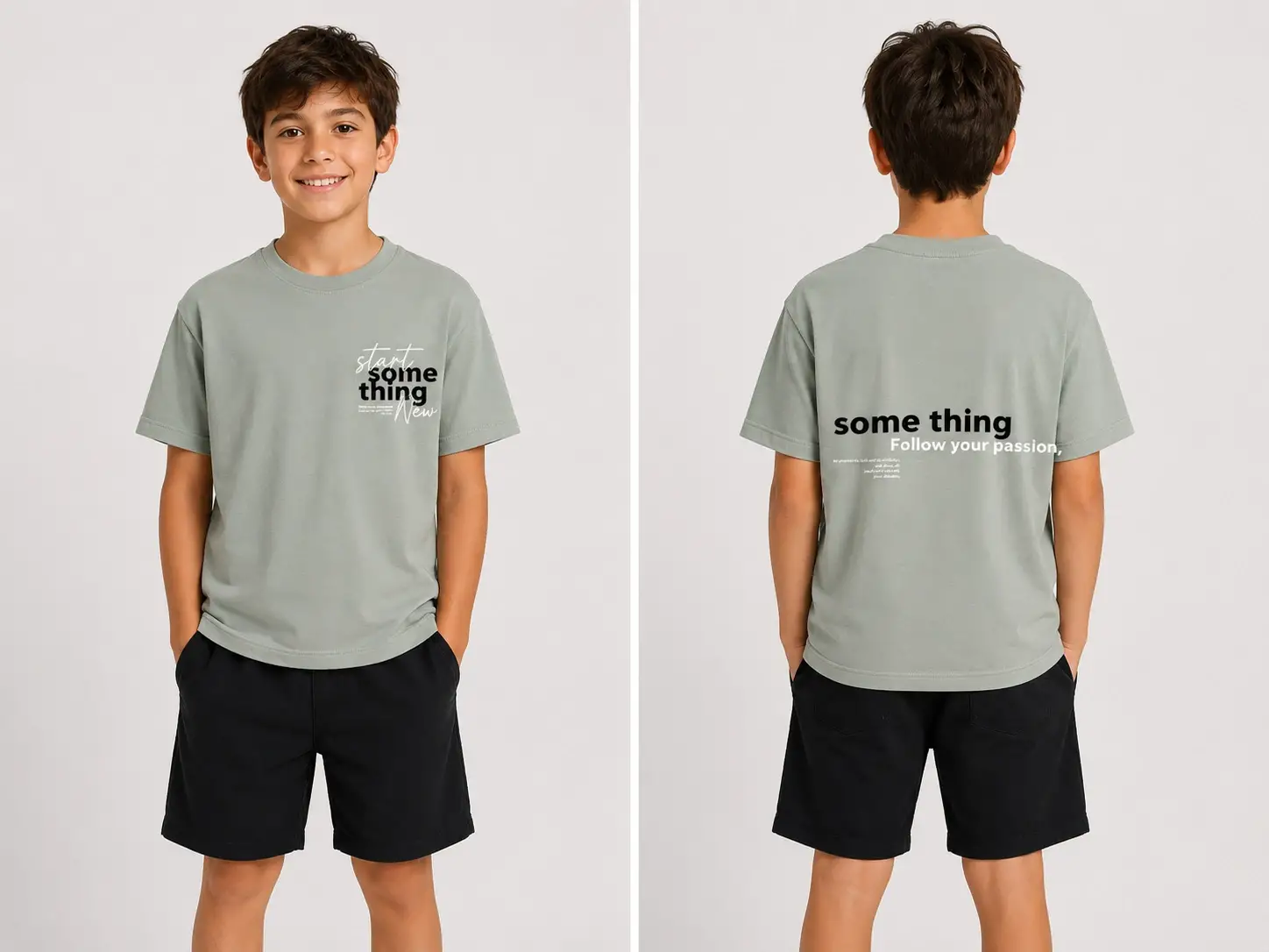 9-14 Yaş Mint Something Baskılı Tişört
