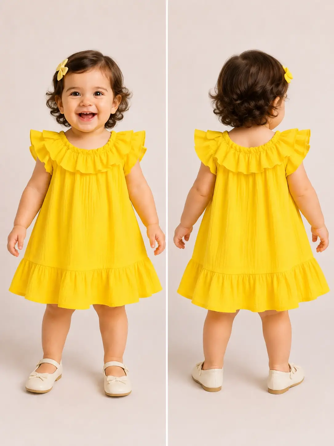 6-36 Ay Sarı Bebe Elbise