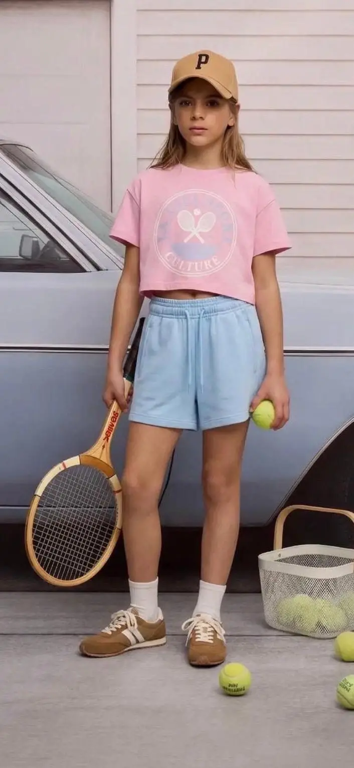7-14 Yaş Pembe Tennis Şortlu Takım