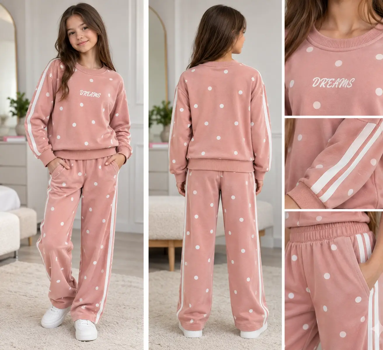 9-12 Yaş Pembe Puantiyeli Dreams Takım