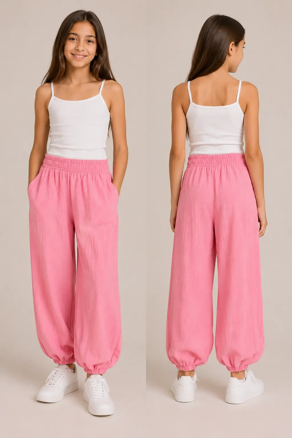 9-14 Yaş Pembe Şalvar Pantolon