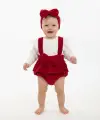 0-12 Ay Bandanalı Kırmızı Salopet Badili Takım
