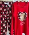 11-15 Yaş Kırmızı Kalpli Pijama Takımı