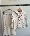 2-5 Yaş Kırmızı Kalp Desenli Pijama Takımı